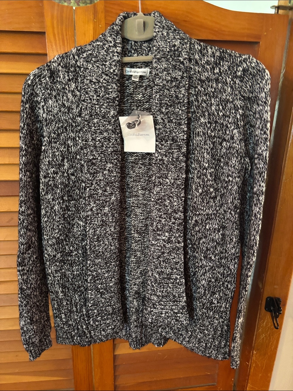 Croft & Barrow Black and White Marled Open Cardigan